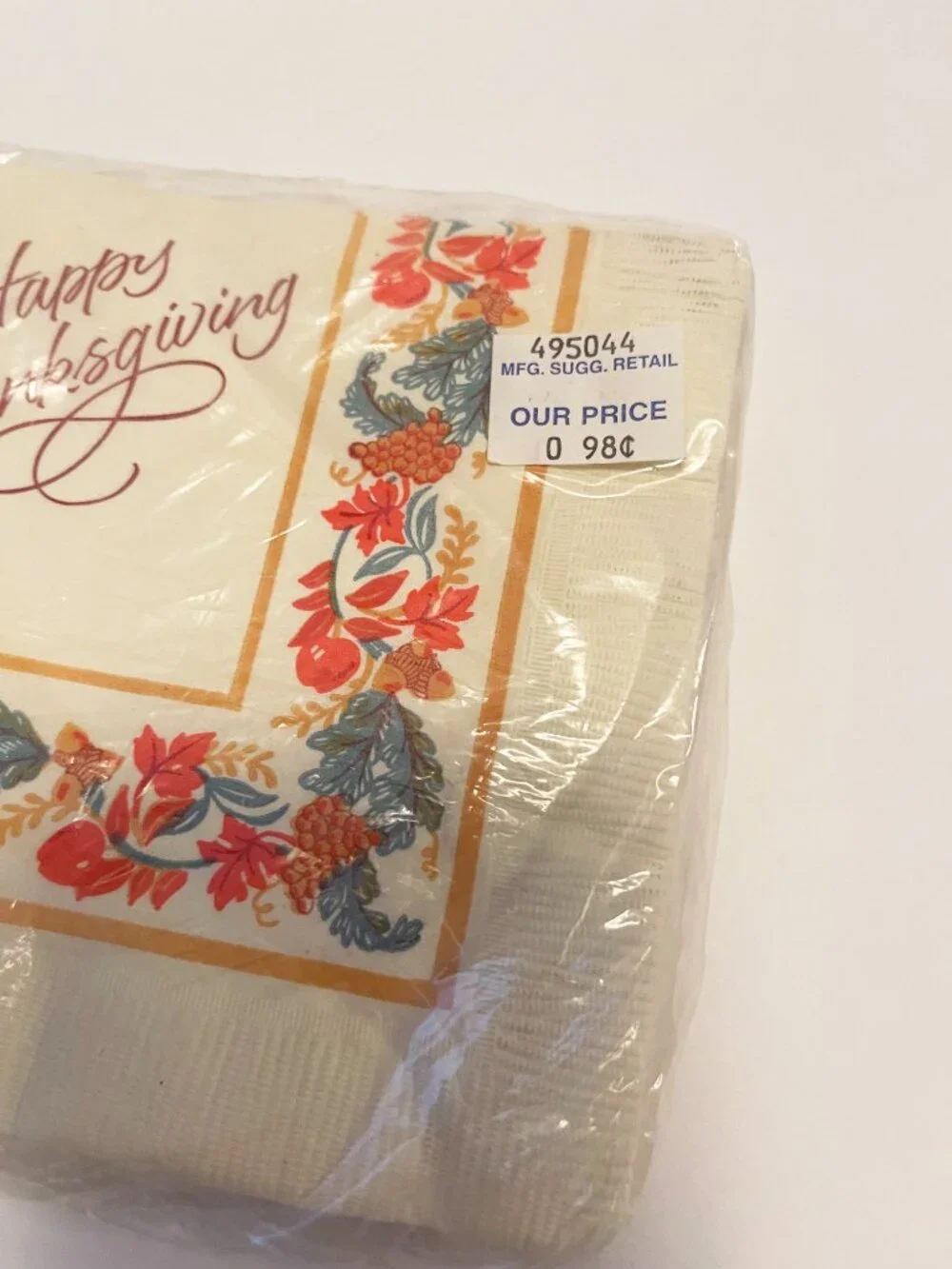 Vintage Gibson Happy Thanksgiving Beverage Napkins Fall Autumn NOS 20 Pack